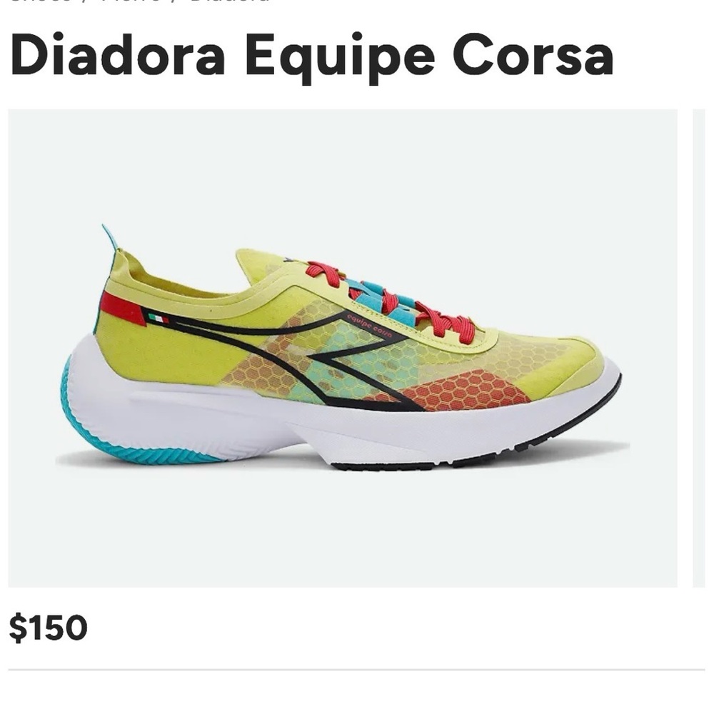 Diadora Neon Yellow Multicolor Mesh Running  equine corsa men’s 8.5 women’s 10